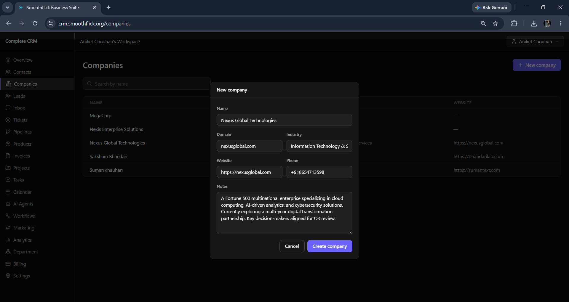 Companies database